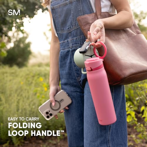 Simple Modern Mesa Loop Water Bottle with Straw | Insulated Stainless Steel Bottles Compatible with Cup Holders for Travel, Sports and School| 990ml | Midnight Black