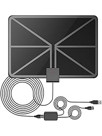 QERY 50 Miles 1080P Digital TV Antenna , Indoor Amplified HDTV Antenna with Detachable Amplifier Signal Booster, USB Power Supply and 16.5FT High Performance Coax Cable - Better Reception