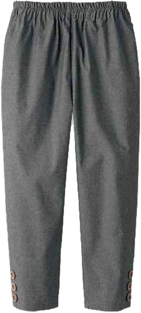 Amazon パンツ レディース 7分丈 綿100 涼やかダンガリー 7分丈パンツ ウエスト 総ゴム 涼やか ほそ見え 美脚 ネイビー ベージュ ブラック おしゃれ 無地 両脇ポケット付き ネイビー ベージュ ブラック M L Ll 大きいサイズ 大きめ ロングパンツ 通販