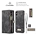 Zttopo XS Max Wallet Case, 2 in 1 Leather Zipper Detachable Magnetic 11 Card Slots Card Slots Money Pocket Clutch Cover with Screen Protector for 6.5 Inch Case -Black Grey