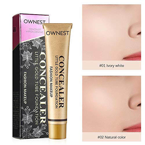 FREEORR Little Gold Tube Foundation Concealer, Matte Waterproof Long Lasting Moisturizing Contour Concealer, Skin Face Cover of Blemish Problem, Dark Eye Circles, Whelk, Spots, Tattoos-02 Ivory