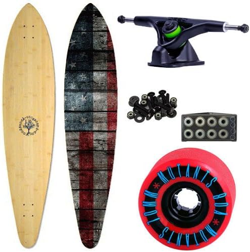 Woodstock Drifter 46" Bamboo Longboard Complete with Bear Black Trucks Abec 9 Bearings Mutant Wheels