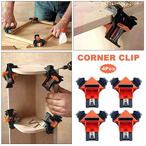 90 Degree Angle Clamps,Clamps for Woodworking, Set of 4 Multifunction Angle Clamp Corner Clip Fixer for Wood-Working, Engineering, Photo Frame DIY Han