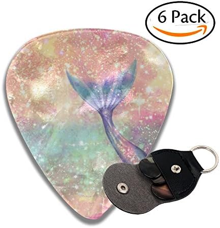 Pkqtmrs Glitter Pink Mermaid 351 Shape Classic Celluloid Guitar Picks Plectrums 0.46 Mm,0.71 Mm,0.96 Mm,6 Pack