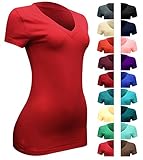 Enimay Women's Plain V-Neck Yoga Athletic Stylish Solid Color T-Shirt