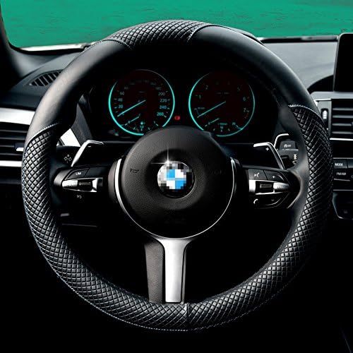 Classic Steering Wheel Cover-Black And Blue, Odorless, 1.5lb, Microfiber Leather Fits 15" Steering (Black And Blue (Classic))