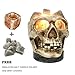 3D White Gray Grey Black Himalayan Salt Lamp Lights, Tatoo Halloween Skull Carved Statue Lamp Night Light with Himalayan Gray White Salt Chunks, Dimmer Switch Control with 1 Salt Candle Holder