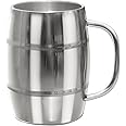 Beer Mugs - Viking Cup for Beer Enthusiasts - 34 oz Stainless Steel Mug with Handle - Unique Barrel Stein for Men - Ideal Coffee Tumbler, Coffee Cup, Tankard, Barrel Mug by Quickshot