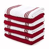 Sticky Toffee Cotton Terry Kitchen Dishcloth, Red, 8 Pack, 12 in x 12 in (Kitchen)