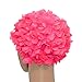 Medifier Lace Vintage Swim Cap Floral Petal Retro Style Bathing Caps for Women Rose (Rose Red)
