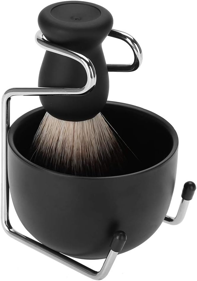 Yuehuam Shaving Kits for Men Gift Set, Men Beard Shaving Tool Kit Shaving Brush+Brush Stand+Shaving Soap+Bowl Salon Home Travel Use
