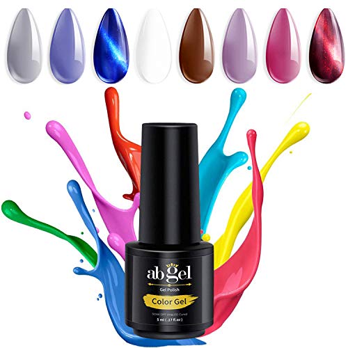 ab gel Gel Nail Polish Kit - Nude Series 6 Colors + 2 Cat Eye Nail Art Set, UV LED Soak Off Gel, 0.17 OZ 5ML