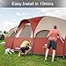 TOMOUNT 8-Person Tent - Quick & Easy Setup Camping Tent, Professional Waterproof & Windproof Fabric, 5 Large Mesh for Ventilation, Double Layer, Lightweight & Portable with Carry Bag, Red …