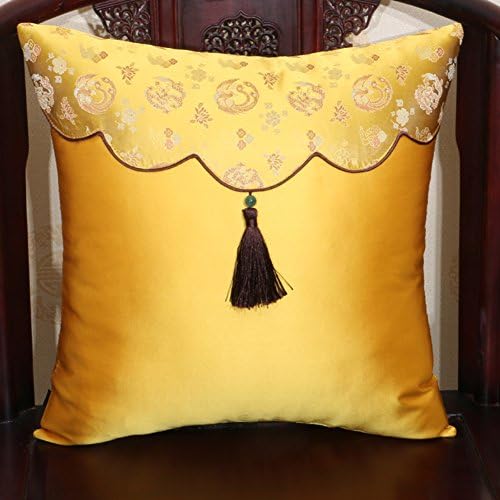 Chinese classical sofa cushion Fringed/Office lumbar pillow/Bed backrest/Pillow cover/Cushion cover/Pillow case-V 43x43cm(17x17inch)VersionA