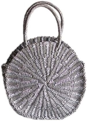 Gold Silver Handmade Bag Rattan Woven Round Retro Knitted Lady Handbag