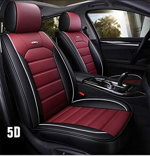 KBZW Car Seat Covers Set, Car Universal Seat Cover 5 Seat Car 5D Luxury Waterproof PU Leather Car Seat Cover with Lumbar Lumbar Pillow (color : Red)