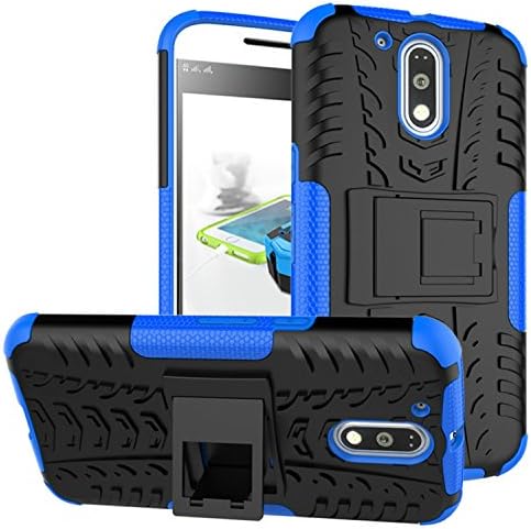 Moto G4 Case, Moto G4 Plus Case - MAKEIT [Shockproof] [Impact Protection] Tough Rugged Dual Layer Protective Case Cover with Kickstand for Motorola Moto G4 / G4 Plus(Blue)