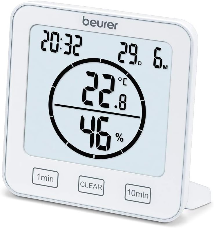 Beurer HM 22 Thermo-Hygrometer Room Climate Control Temperature and Relative Humidity Measurement with Timer and Beep, White