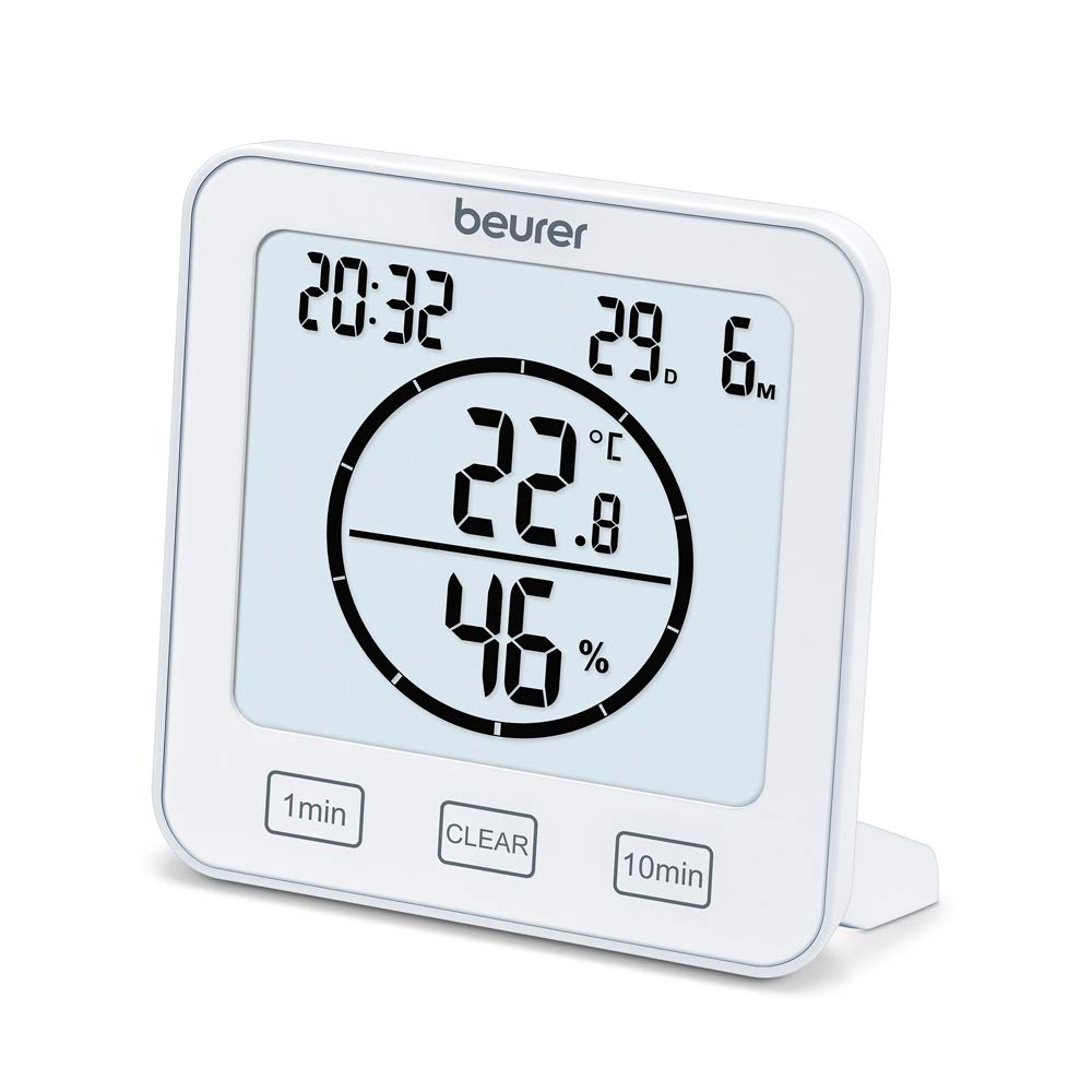 Beurer HM 22 Thermo-Hygrometer Room Climate Control Temperature and Relative Humidity Measurement with Timer and Beep, White
