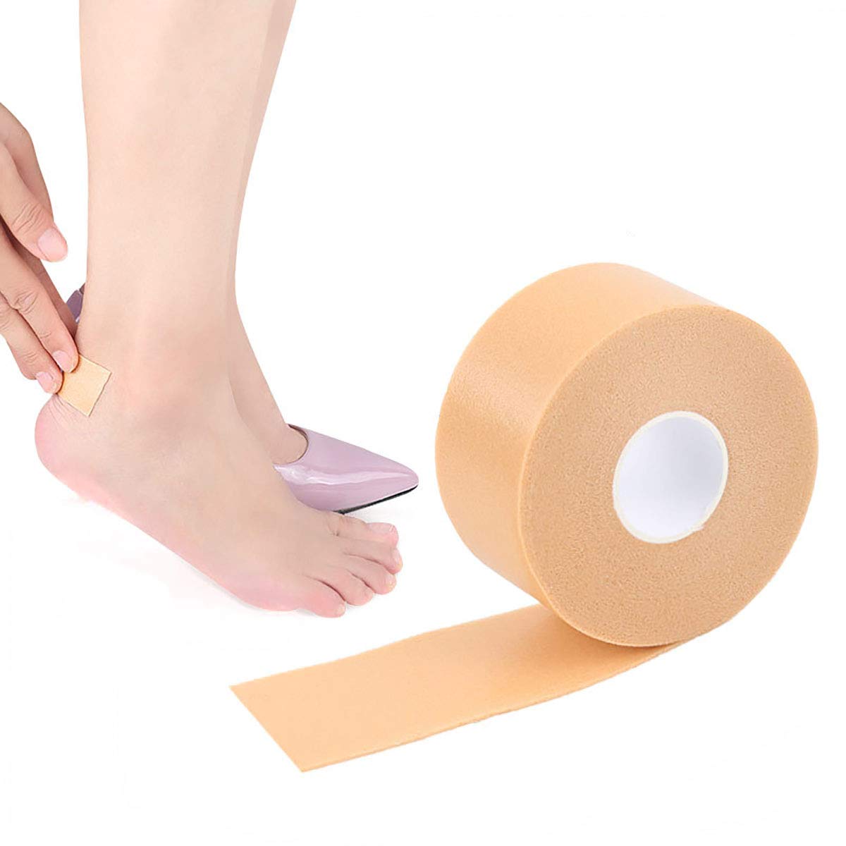 2PCS Moleskin Roll Multi-Purpose Anti-Slip Foot Care Sticker Blister Pads Waterproof Adhesive High-Heeled Foam Tape Cushioned Protection Shoes Insoles Insert Sticker for Prevention and Healing