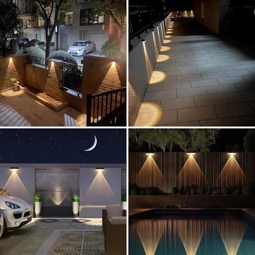 A.bigwhale Outdoor Solar Lamps, 12 Pieces LED Solar Lights for Outdoor Fence, Waterproof Outdoor Solar Sconce for Stairs, Steps, Fences, Railings, Patio, Terrace