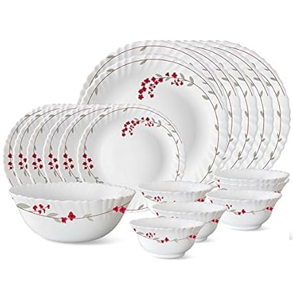 Larah by Borosil Verona OpalWare Glass DinnerSet,19Pcs,White