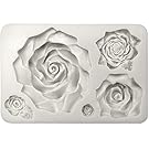 Funshowcase Large 5 Assorted Sizes Roses Resin Fondant Candy Silicone Mold for Sugarcraft, Cake Decoration, Cupcake Topper, Chocolate, Butter, Jewelry, Polymer Clay, Soap Making 13.3x8.5x2.2cm