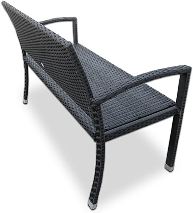 Panca da Giardino con Cuscini Beige in Polyrattan