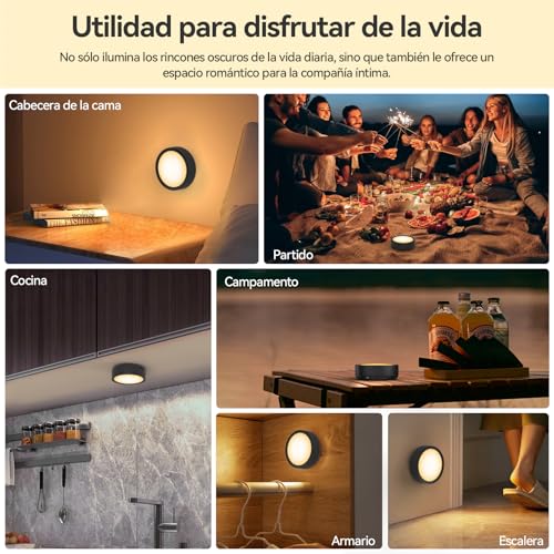 Sunsign Luz de Armario LED con Control Remoto, 3 temperatura de color Luz LED de Armariocon, Batería recargable, Regulable y temporizada, para Pasillos, Escaleras, Sótano, (Negro)