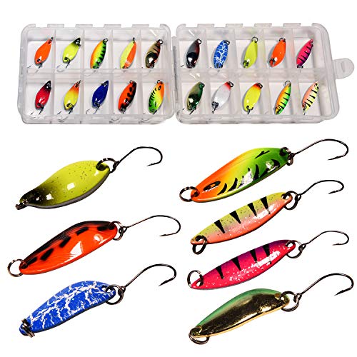 THKFISH Spoons Forelle Set Blinker Angeln Spinner Angelköder Spinner Forelle Köder Set Kunstköder 12stk/20stk/15stk/box – Bild 5