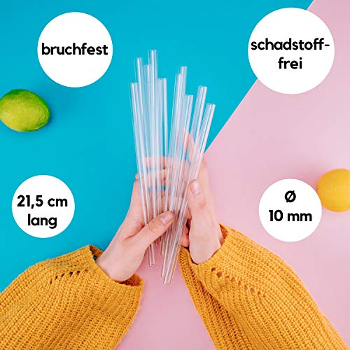 EcoYou Glas Strohhalme 6er Set + Reinigungsbürste & Smoothie Rezepte Plastikfreie Trinkhalme 21,5 cm wiederverwendbar… – Bild 6