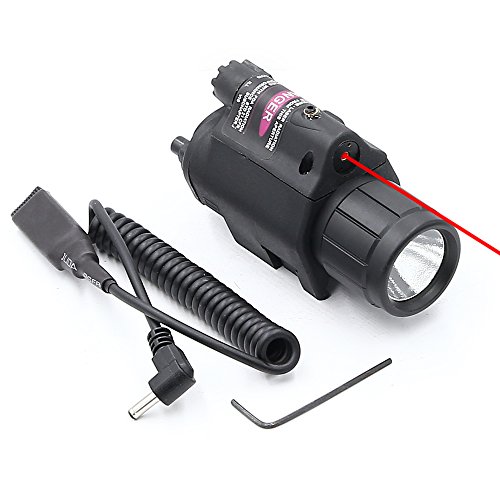 Higoo Tactical Red Laser Dot Sight + 200 Lumen Flashlight Combo with 20mm Weaver Picatinny Rail Mount for Rifle Pistol Handgun