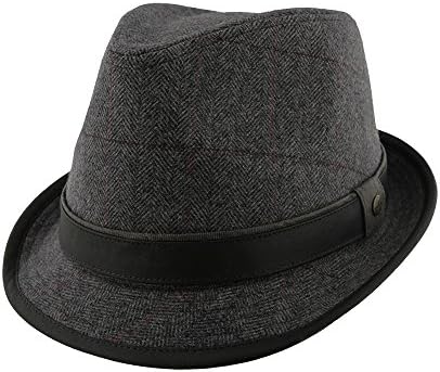 Fedora Hat For Women - Wool Blend Herringbone Grey