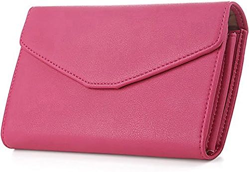 Women Wallets Rfid Blocking Trifold On Sale PU Leather Credit Card Holder Clutch Travel Purse Phone Holder with Strap (Rose big)