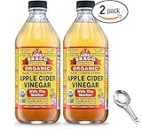 Bragg USDA Organic Raw Apple Cider Vinegar, With The Mother 16 Ounces Natural Cleanser, Promotes Weight Loss - Pack of 2 w/ Measuring Spoon