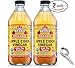 Bragg USDA Organic Raw Apple Cider Vinegar, With The Mother 16 Ounces Natural Cleanser, Promotes Weight Loss - Pack of 2 w/ Measuring Spoon