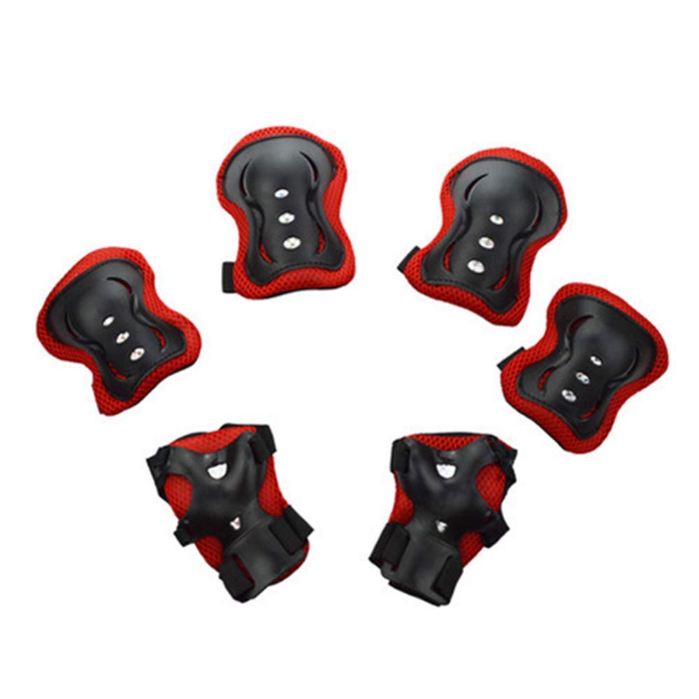 BJ-SHOP Children's Knee Pads Set Kids Protective Gear Set 6 in 1 Kit Knee Elbow Waist Guards Adjustable Strap Thicken Pads Multi Sports Safe Guard