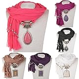 Long Soft Bohemian Fabric Resin Pendant Shawl Scarf Charm Necklace(please Allow the Slight Color Difference)
