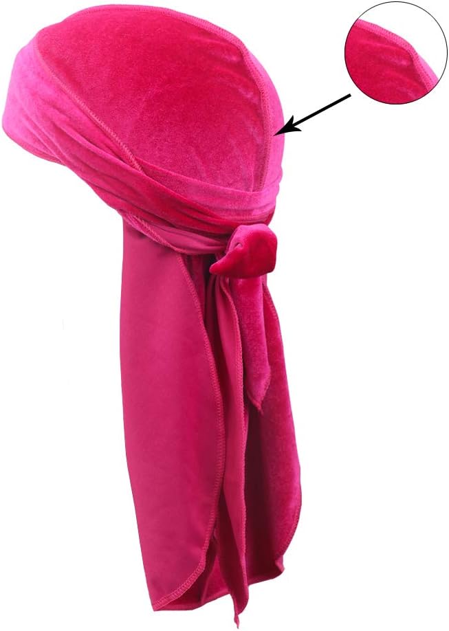 Men Smooth Soft Du-rag Long Straps Turban Headwrap 360 Waves Velvet Durag