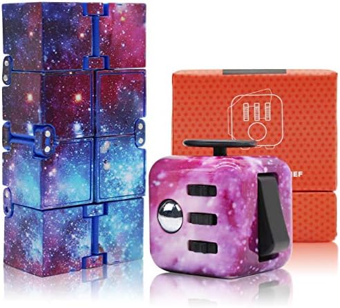 wing 2pcs Galaxy Infinity Cube Fidget Toys Set For Stress Relief Folding Finger Anti Anxiety Anti Stress Sensory Toys For Adults And Kids Girls Boys