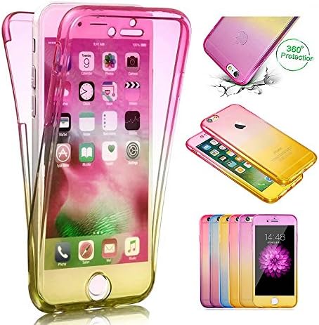 Stysen 360 Degree Case for iPhone Xs Max,Full Body Case for iPhone Xs Max,Gradient Color Design Front and Back Full Body Clear Case Cover for iPhone Xs Max 6.5"-Pink Yelloow