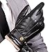WARMEN Mens Touchscreen Texting Winter PU Faux Leather Gloves Driving Long Fleece Lining Black - Wool/Cashmere Blend Cuff (9, Black (Touchscreen))