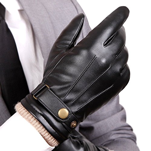 WARMEN Mens Touchscreen Texting Winter PU Faux Leather Gloves Driving