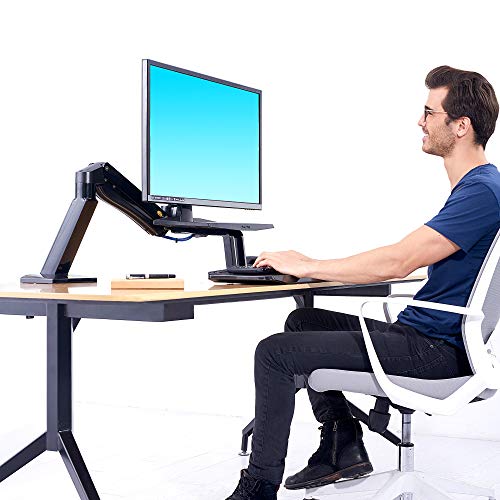 NB North Bayou Sit Stand Desk Converter Monitor Desk Mount Height Adjustable Standing Desk Workstation for 24''-35'' Monitor Computer Arm with Keyboard Tray (Black)