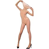 RUIBAVYA Body Stockings for Women Sexy Full Body Tights Oil Shiny Bodystocking High Neck Nylon Catsuit Shimmer Bodysuit