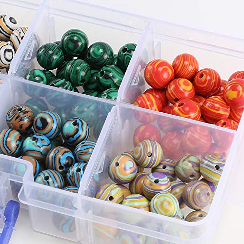 ManYee 200pcs Marble Glass Beads for Jewelry Craft Making Supplies 8mm Round Beads 7 Mixed Colors Marbleized Beads for Bracelets Necklaces Lampwork Beads with 8M Fishing Cord