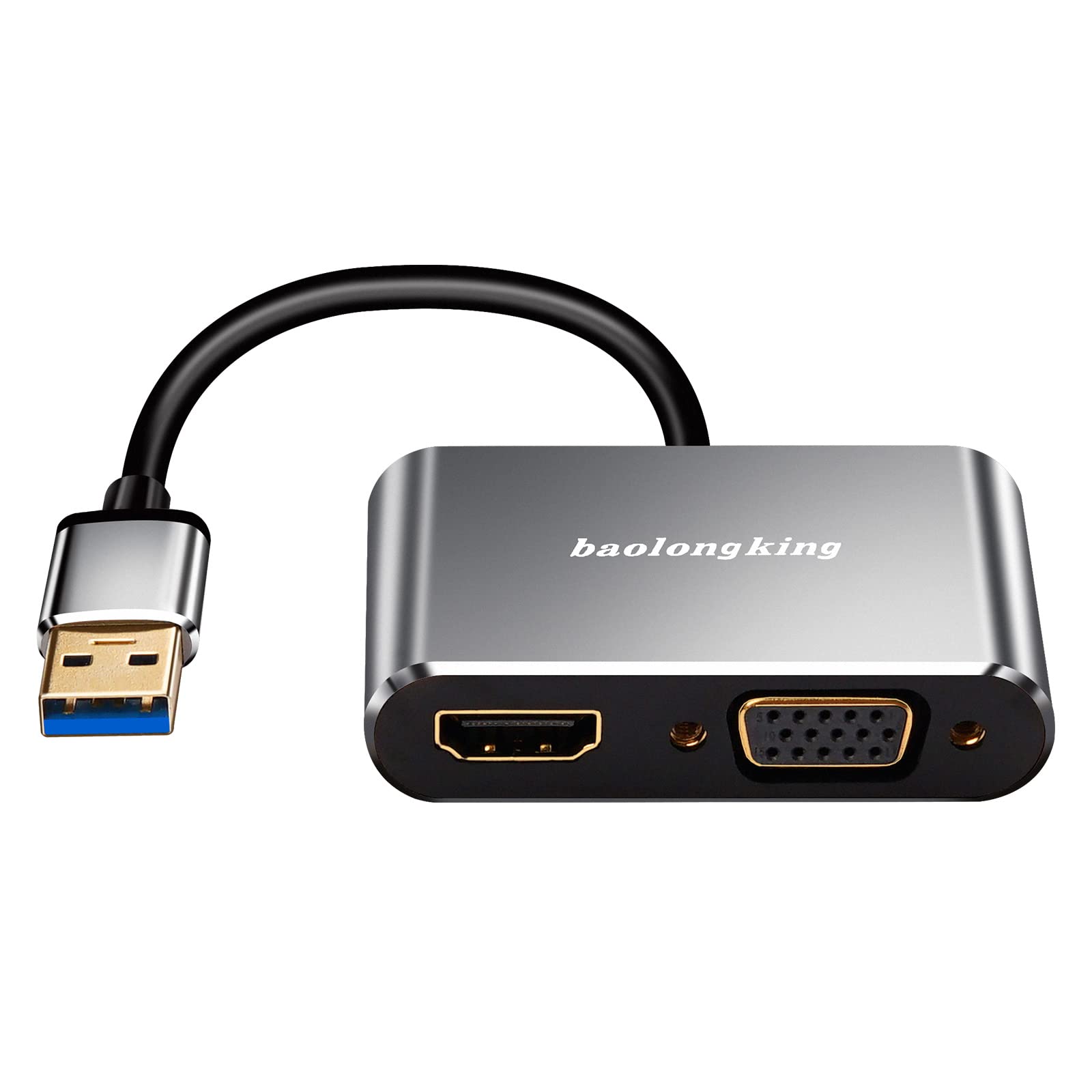 baolongking USB 3.0 to HD+VGA Adapter with Audio Output, USB to HD Converter 1080P Support HD and VGA Sync Output for Windows 7/8/10 (NO MAC/Linux/Vista/Chrome)…