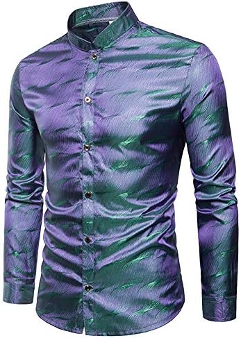 Versaces Men Shirt Bright Color Nightclub Show Fashion DS Suit Lapel Long Sleeve Shirt