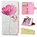 iPhone SE Case,iPhone 5S Case,iPhone 5 Case - Mavis's Diary 3D Handmade Wallet PU Leather with Bling Sparkly Diamonds Elegant Pink Flower with Butterfly Magnetic Clip Card Holders Soft TPU Inner Cover