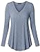 Vinmatto Women's Long Sleeve V Neck Flowy Tunic Top(M,Blue)